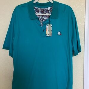Robert Graham Teal Polo with Skull Accent